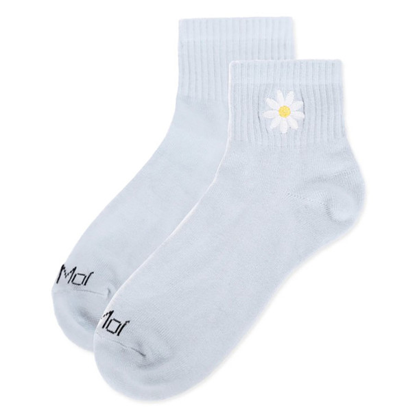 MeMoi Women's Daisy Embroidery Athletic Quarter Socks