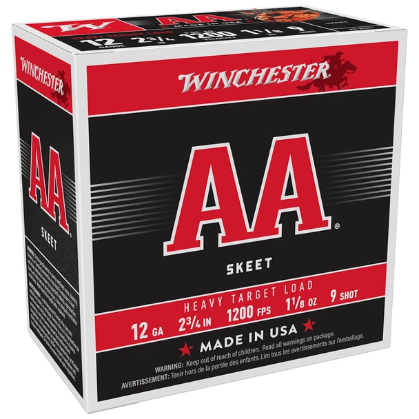 Winchester AA Skeet 12 GA 2-3/4" 1-1/8 oz. #9 Shotshell Ammo (25)