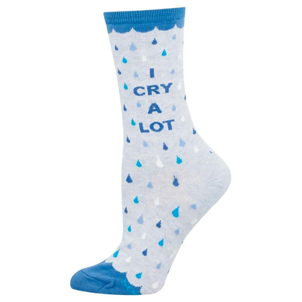 Socksmith Design Women's I Cry A Lot Cotton Blend Crew Socks