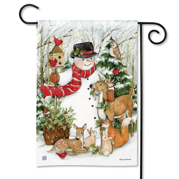 BreezeArt Woodland Snowman Garden Flag