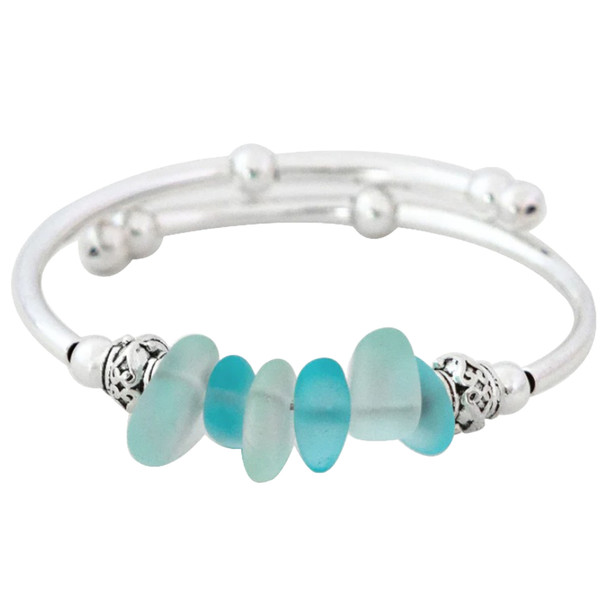 Crazyartgrrl Women's Blue Mix Nugget Sea Glass Bracelet