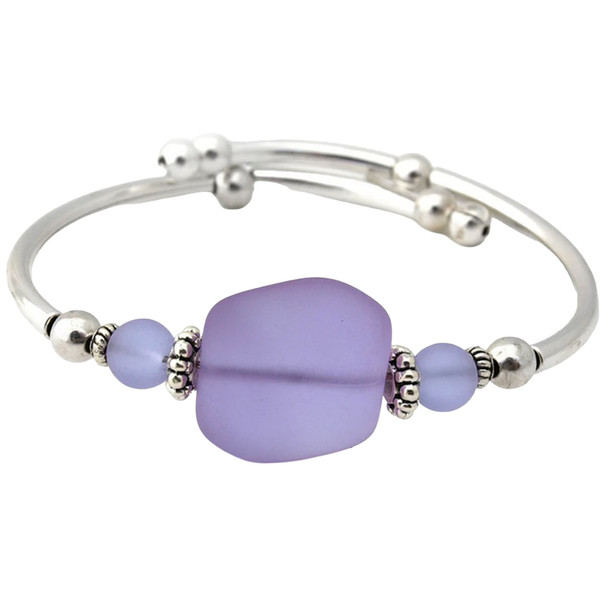 Crazyartgrrl Women's Lilac Square Sea Glass Nugget Bracelet