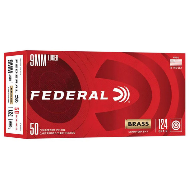 Federal Champion Training 9mm 124 Grain FMJ Handgun Ammo (50)