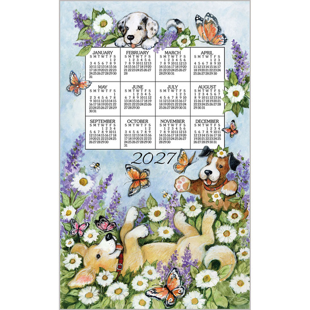 Kay Dee Designs 2027 Playful Puppies Calendar Towel
