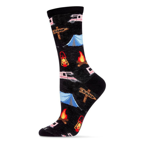 MeMoi Women's Happy Camper Bamboo Blend Crew Sock