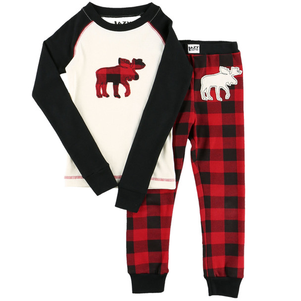 Lazy One Toddler Moose Plaid Pajama Set, 2-Piece