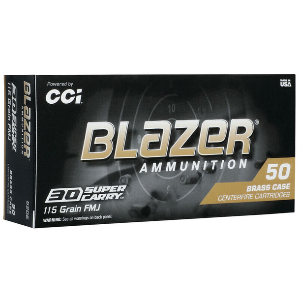 CCI Blazer Brass 30 Super Carry 115 Grain FMJ FN Handgun Ammo (50)
