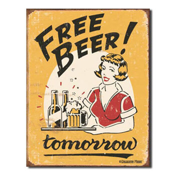 Desperate Enterprises Free Beer Tin Sign