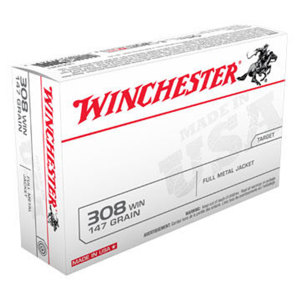 Winchester USA 308 Winchester 147 Grain FMJ Rifle Ammo (20)
