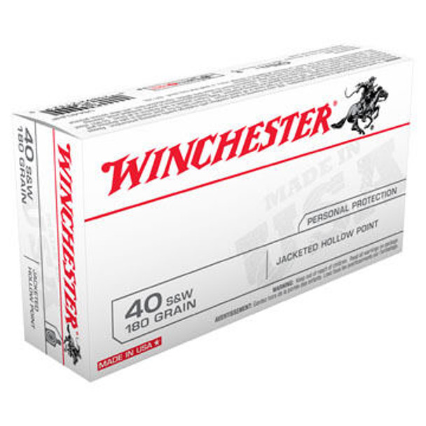 Winchester USA 40 S&W 180 Grain JHP Handgun Ammo (50)
