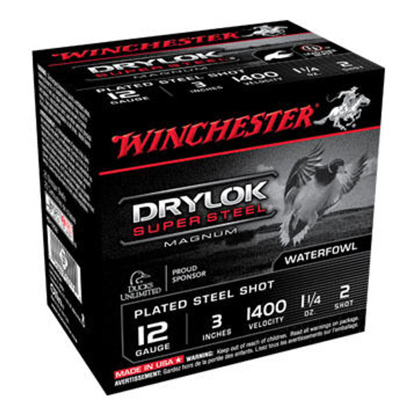 Winchester DryLock Super Steel Magnum 12 GA 3" 1-1/4 oz. #2 Shotshell Ammo (25)