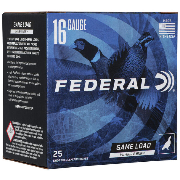 Federal Game Load Upland Hi-Brass 16 GA 2-3/4" 1-1/8 oz. #6 Shotshell Ammo (25)