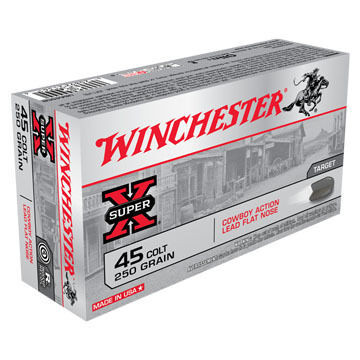Winchester Super-X 45 Colt 250 Grain Cowboy Action Lead Flat Nose Handgun Ammo (50)