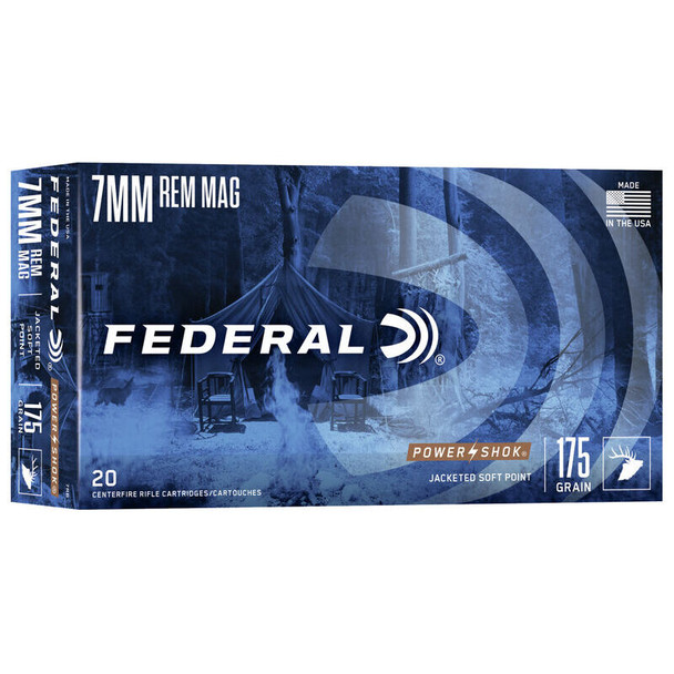 Federal Power-Shok 7mm Remington Magnum 175 Grain JSP Rifle Ammo (20)