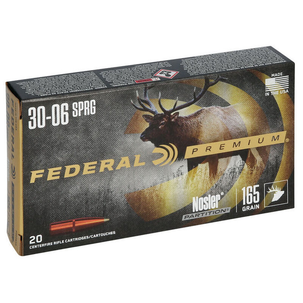 Federal Premium 30-06 Springfield 165 Grain Nosler Partition Rifle Ammo (20)