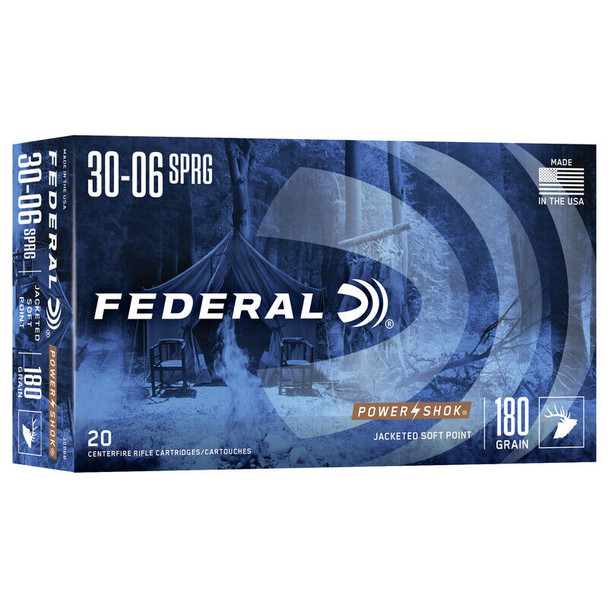 Federal Power-Shok 30-06 Springfield 180 Grain JSP Rifle Ammo (20)