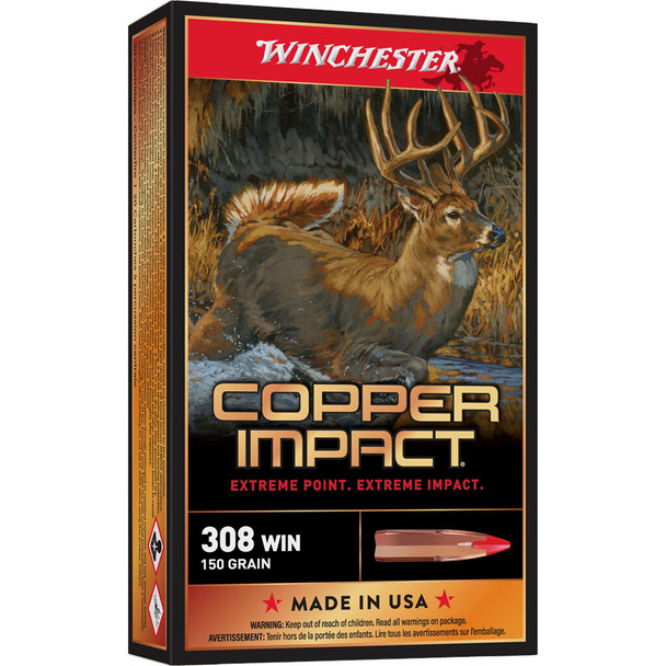 Winchester Copper Impact 308 Winchester 150 Grain Lead-Free Ammo (20)