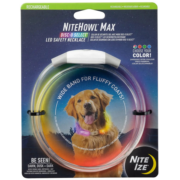 Nite Ize NiteHowl Max Disc-O Select Rechargeable LED Dog Safety Necklace