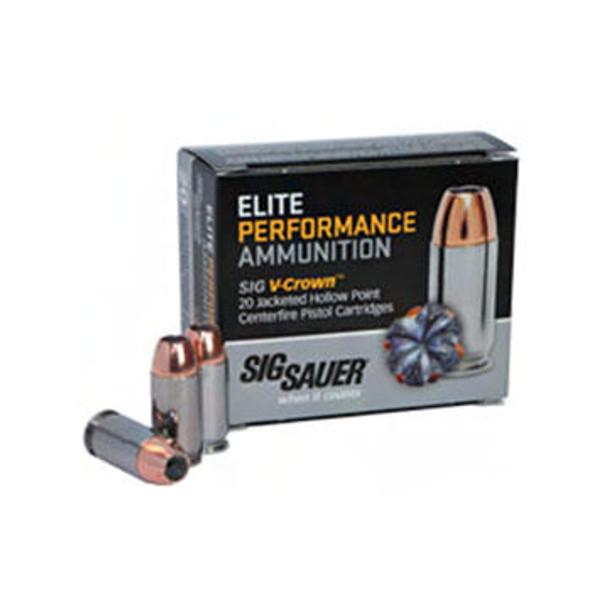SIG Sauer Elite Performance V-Crown 45 Auto 185 Grain JHP Pistol Ammo (20)