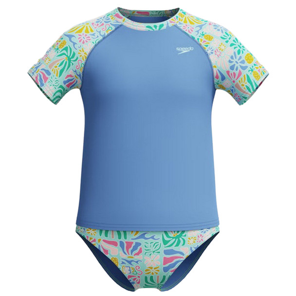 Speedo Girl's Printed Rashguard Short-Sleeve Set, 2-Piece
