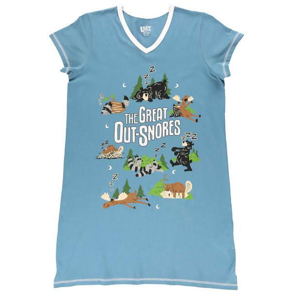 Lazy One Women's Great Out-Snores V-Neck Nightshirt
