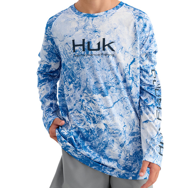 Huk Boy's Mossy Oak Performance Crew Long-Sleeve Shirt