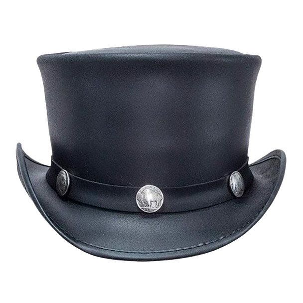 American Hat Makers Men's El Dorado Buffalo Nickel Band Leather Top Hat