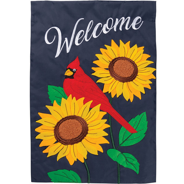 Carson Home Accents Cardinal Sunflower Double Applique Garden Flag