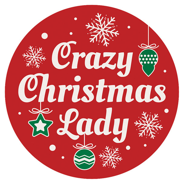 Carson Home Accents Crazy Christmas Lady Round Car Coaster