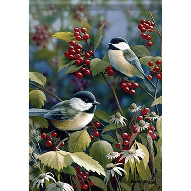 Carson Home Accents Berry Chickadee DuraSoft Garden Flag