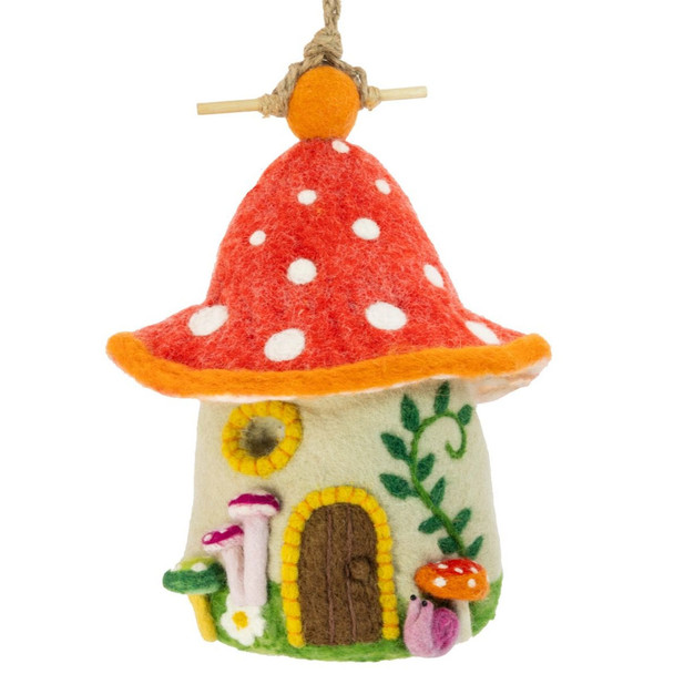 Wild Woolies Fungi House Hand-Felted Birdhouse