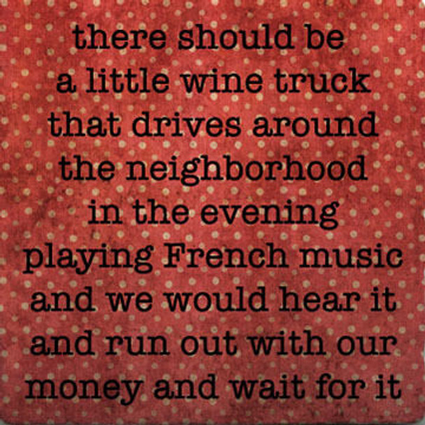 Paisley & Parsley Designs Wine Truck Marble Tiles Coaster