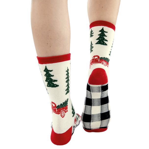 Lazy One Men's Truck Plaid Crew Sock