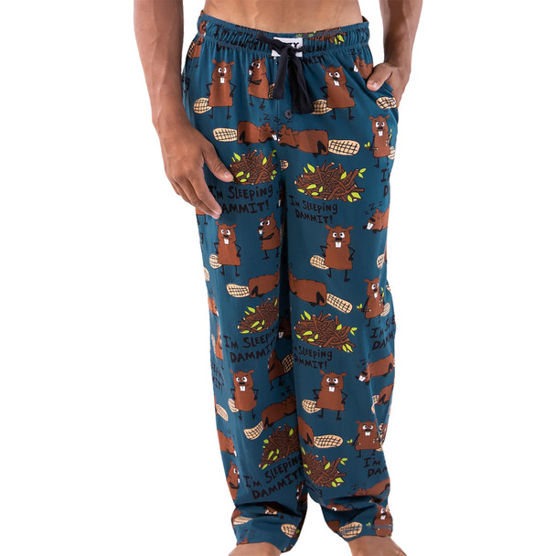 Lazy One Men's Sleeping Dammit Beaver PJ Pant
