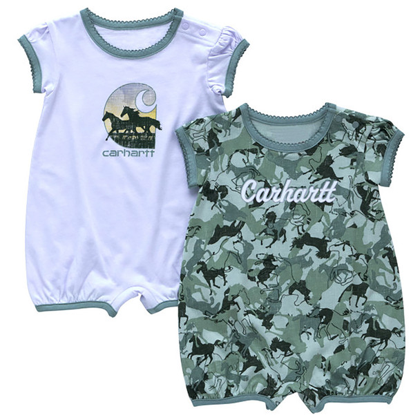 Carhartt Infant Girl's Horse Short-Sleeve Romper Set, 2-Piece
