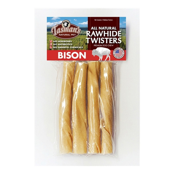 Tasman's Bison Rawhide Twisters Dog Treat