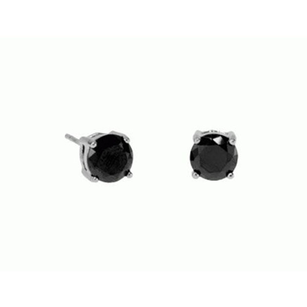 Joy Susan Women's Jet Black Round CZ Rhodium Earring