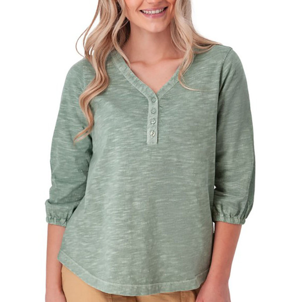 Old Ranch Women's Este 3/4 Sleeve Organic Cotton Henley