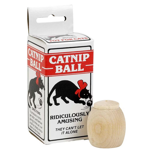 Dr. Daniels' Original 1903 Wooden Catnip Ball w/ Catnip Pouch