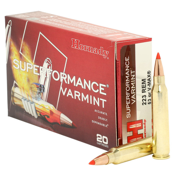 Hornady Superformance Varmint 223 Remington 53 Grain V-Max Rifle Ammo (20)