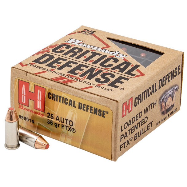 Hornady Critical Defense 25 Auto 35 Grain FTX Handgun Ammo (25)