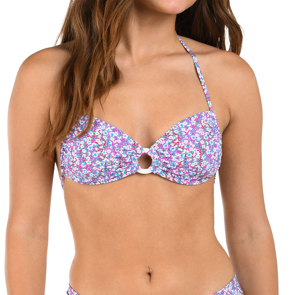 Maxine Swim Group Women's Citrus Color Me Floral Merrow Bandeau Swimsuit Top