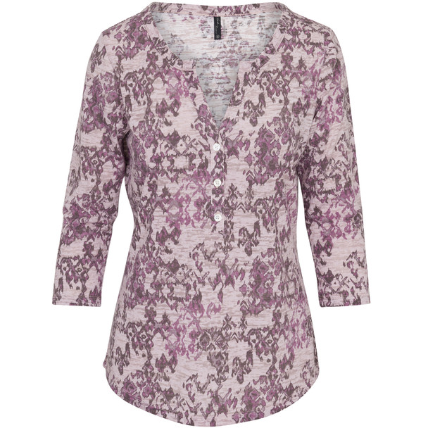 North River Women's Printed Burnout Henley 3/4-Sleeve Top