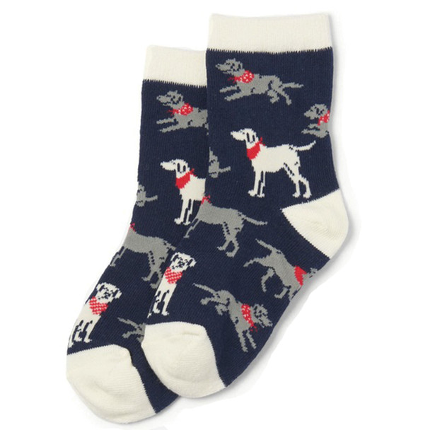 Hatley Youth Little Blue House Navy Bandana Lab Crew Sock