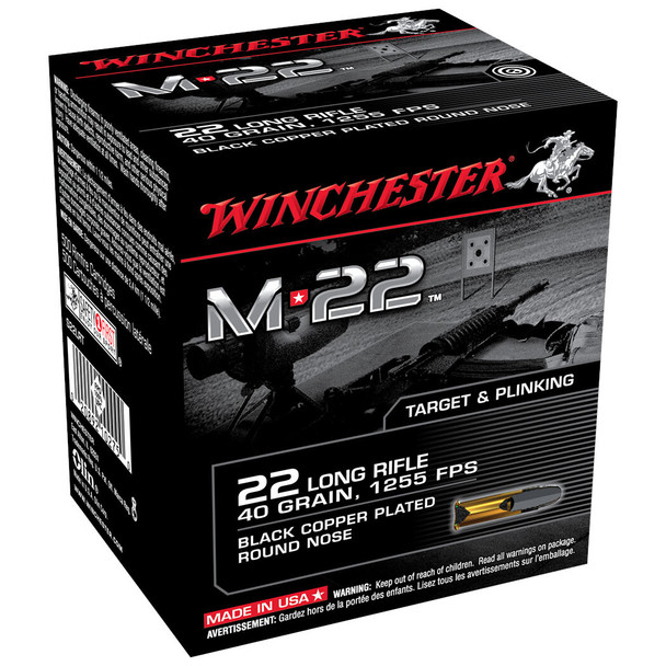 Winchester M-22 22 LR 40 Grain Black Copper Plated RN Ammo (500)