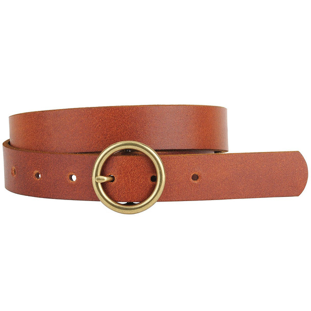 Most Wanted USA Women's Brass-Toned Circle Buckle Leather Belt Most Wanted USA Women's Brass-Toned Circle Buckle Leather Belt