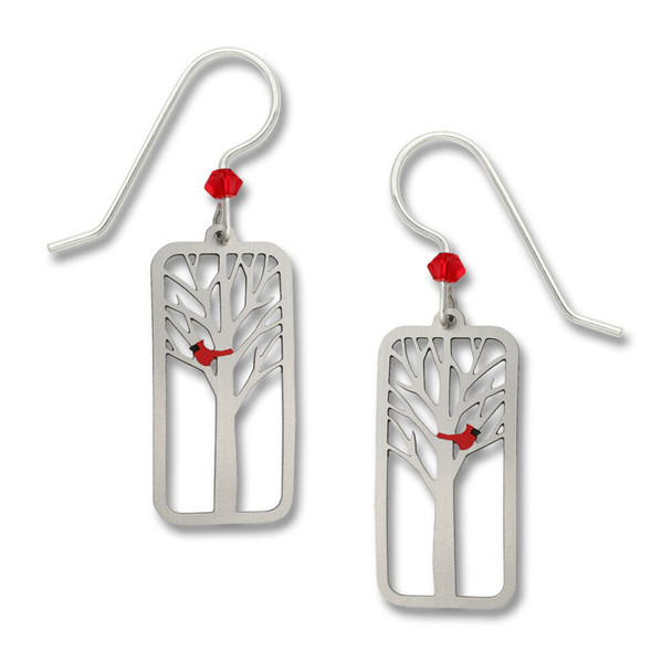 Left Hand Studios Sienna Sky and Adajio Jewelry Women's Cardinal in Tree Rectangle Earring
