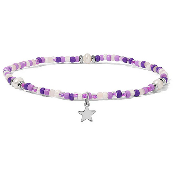 My Fun Colors Women's Orchid Seed Bead & Pearl Anklet