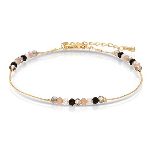 My Fun Colors Women's Black & Taupe Crystal & Gold Chain Anklet