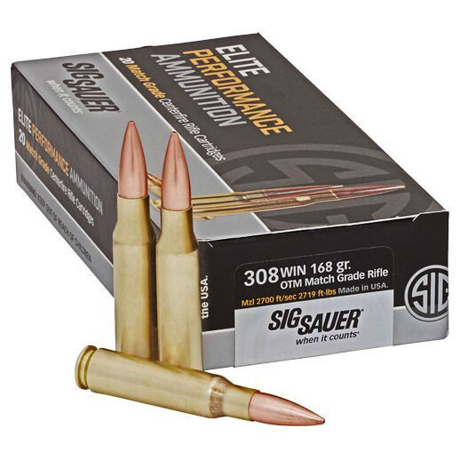 SIG Sauer Elite Performance Match 308 Win 168 Grain OTM Rifle Ammo (20)